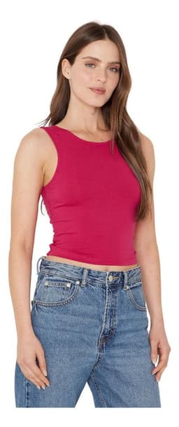 Polera Gracia Crop Con Lazo Iii Fucsia Jacinta Tienda XXL