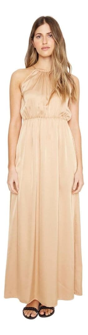 Vestido Renata Satin Dorado Jacinta Tienda Beige L