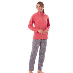 BECKIL COD 1785 PIJAMA POLAR CON CUELLO, PANTALON ESTAMPADO Coral S