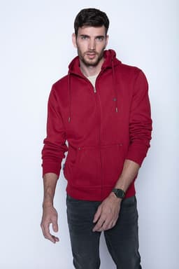 Poleron Basico Full Zipper Burgundy Rojo M