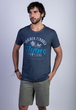 Polera Dirty Wash Seatle Navy Azul S
