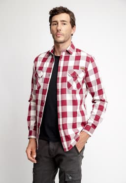 Camisa Checkered Indiana Fj Cabernet Melange Rojo S