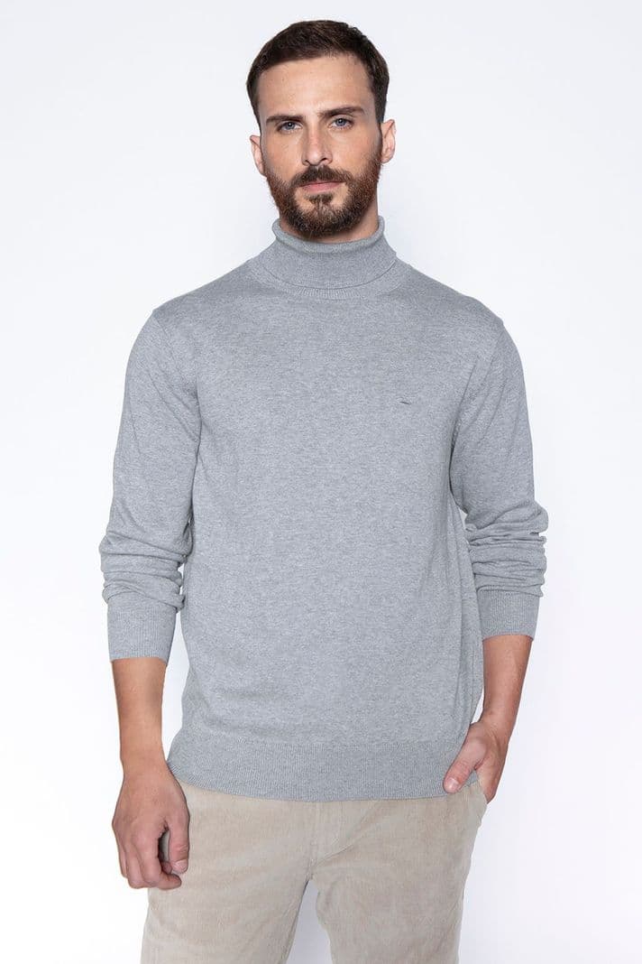 Sweater Smart Casual Turtle Neck Lt Grey Gris M