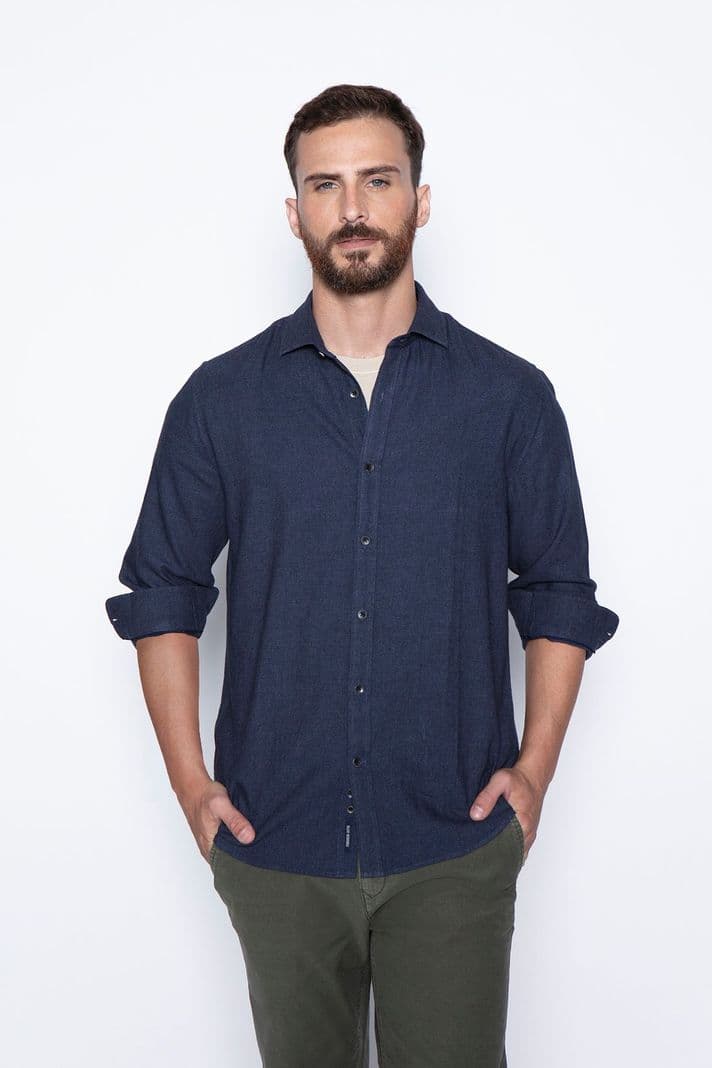 Camisa Sport F Navy Melange Azul XL