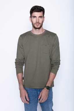 Polera Basica Ml Military Verde L