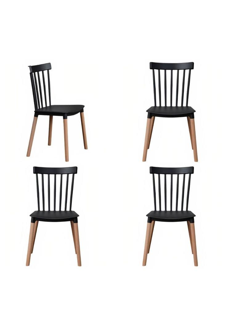 Pack de 4 Sillas Windsor Negras Negro