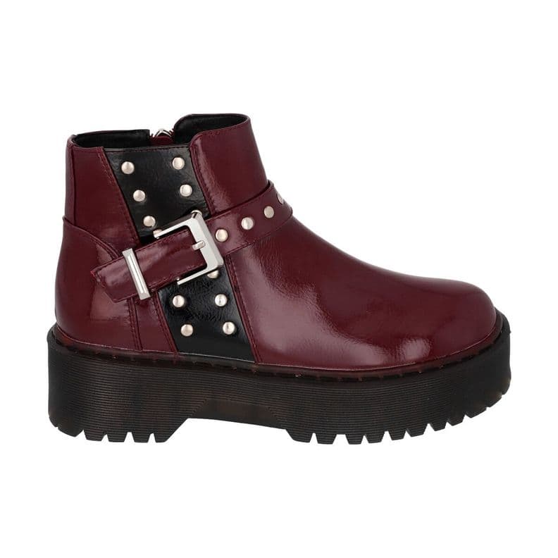 Botin Casual Mujer Burdeo Plataforma Rob 53 Police 37