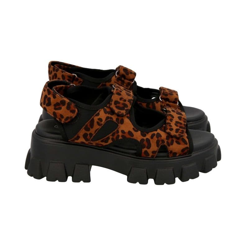 Sandalia Mujer Animal Print Plataforma Mixen Police Negro 38
