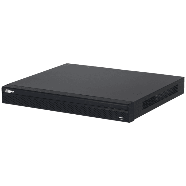 NVR Dahua 16 canales soporta camaras hasta 12 MP 2 HDD hasta 20TB soprota IA. Negro