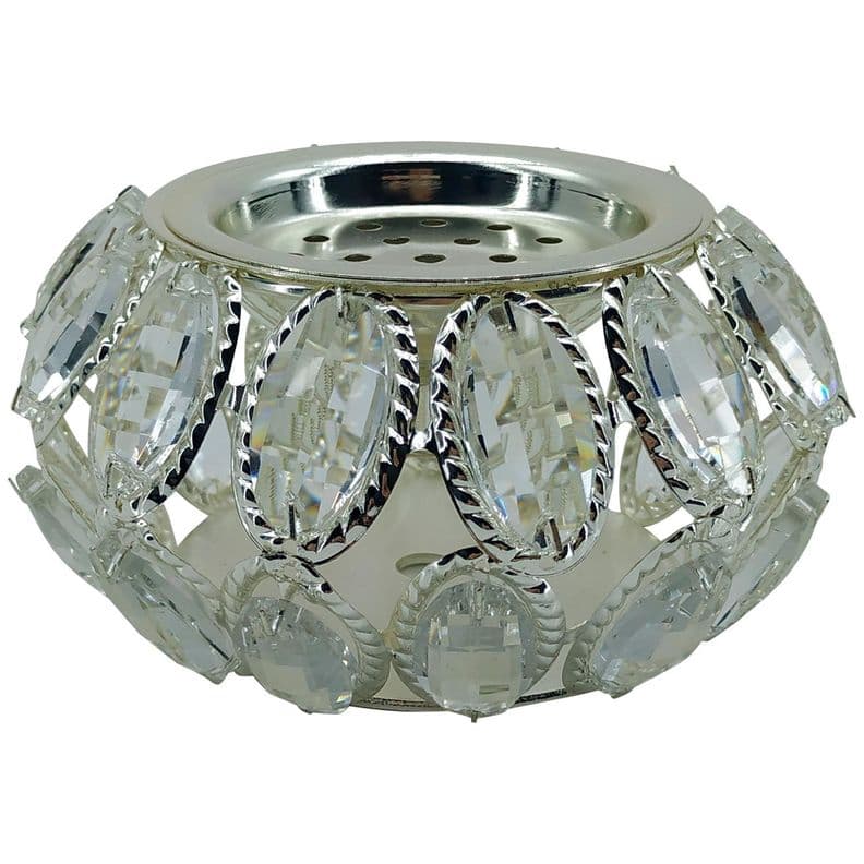 Portavela Decorativa Verdun Ovalada Silver Plateado Metalico