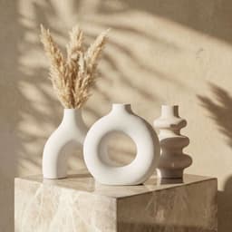 Set de 3 Floreros de Ceramica Blancos Blanco