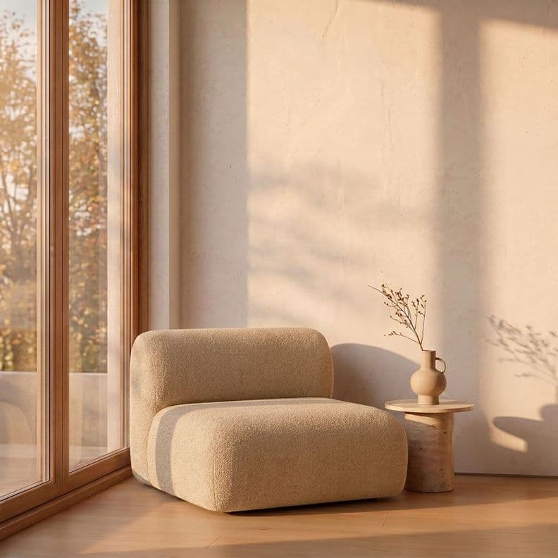 Sofa de 1 cuerpo Dune con respaldo color arena para sala Beige