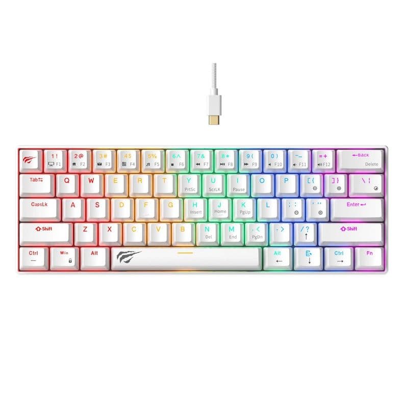 Teclado Gamer Mecanico Luces RGB KB903L Havit Blanco