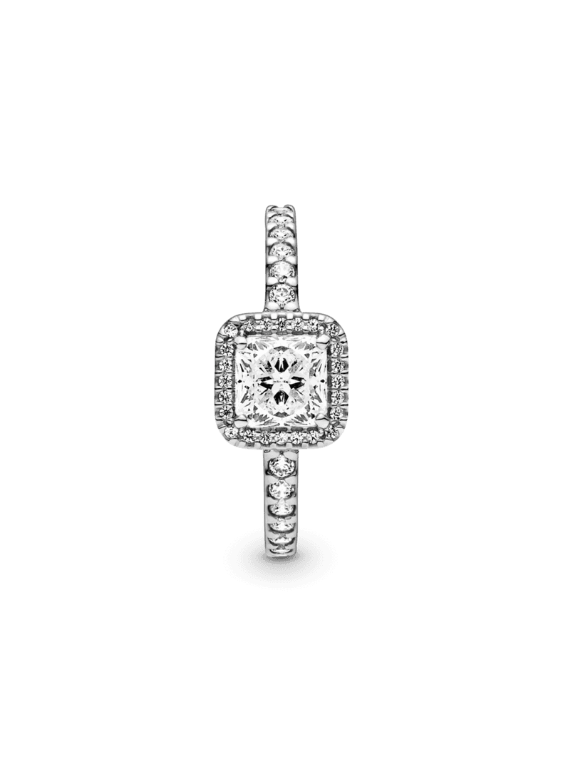 Anillo en Plata Halo de Brillante Cuadrado Circonia Clara 48