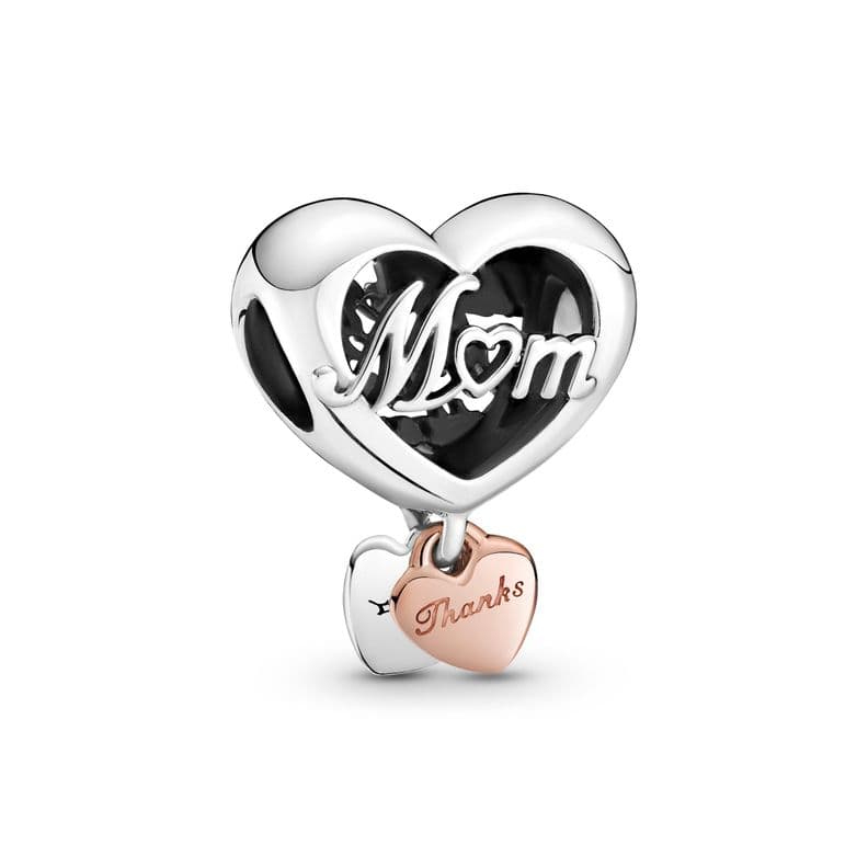 Charm en Rose y Plata Corazon Gracias Mama Rose Gold