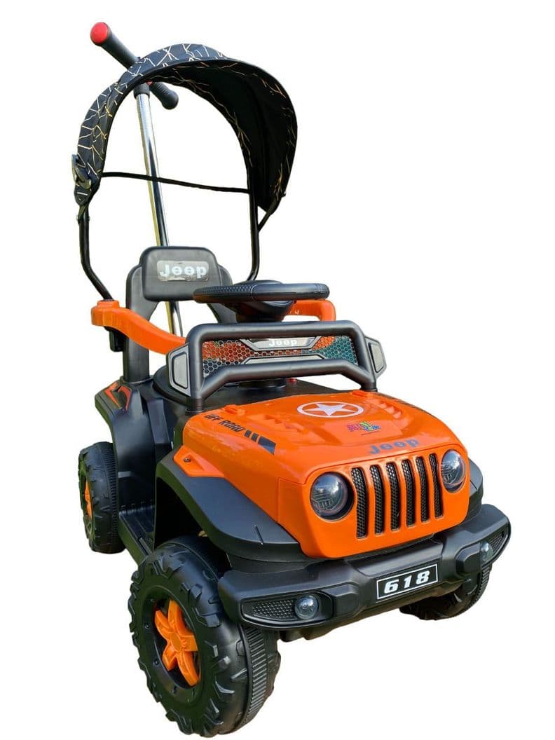 Jeep Empuje a Bateria 2 motores Control Remoto Y Bluetooth Naranjo 1-3 Anos