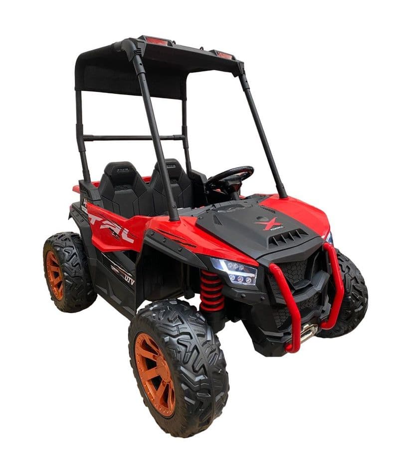 Auto a Bateria XXL 2 Asientos Traccion en 4 Ruedas de goma Rojo 127 CM