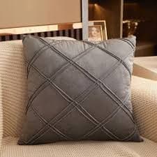 Set de 2 cojines de terciopelo doble pliegue Gris