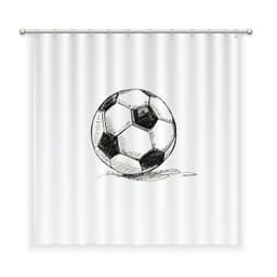 CORTINA DE BANO ALGODON PELOTA FUTBOL Blanco