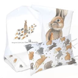 JUEGO DE CAMA FUNDA DE PLUMON + SABANA BAJERA +2 FUNDAS ALMOHADA PEDRO RABBIT 1 PLAZA Blanco