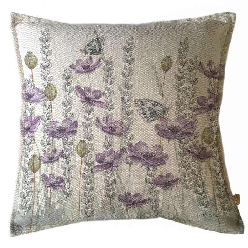 FUNDA COJIN MARISA JARDIN SILVESTRE LILA Y HOJITAS 45X45 Diseno 1