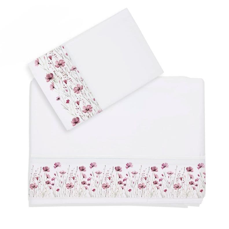 Juego de Sabanas 1 Plaza Florcitas Rosa Blanco