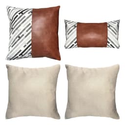 PACK 4 FUNDAS COJIN DECORATIVO ECOCUERO NEGRO CAFE 45X45 Gris