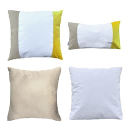PACK 4 COJINES DECORATIVO ECOCUERO BLANCO BEIGE AMARILLO 50X50 RELLENO