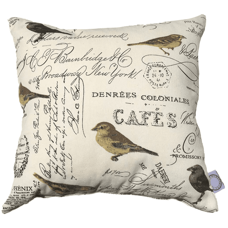 FUNDA COJIN DECORATIVO DISENO AVES CREMA Y CAFE 45X45 Beige