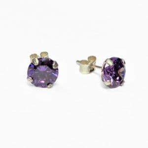 Aros Circon Plata 8mm Lila