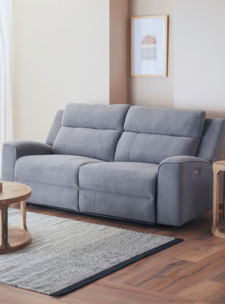 Sofa 3 Cuerpos Reclinable Electrico Gris Montana KM807SPWGR