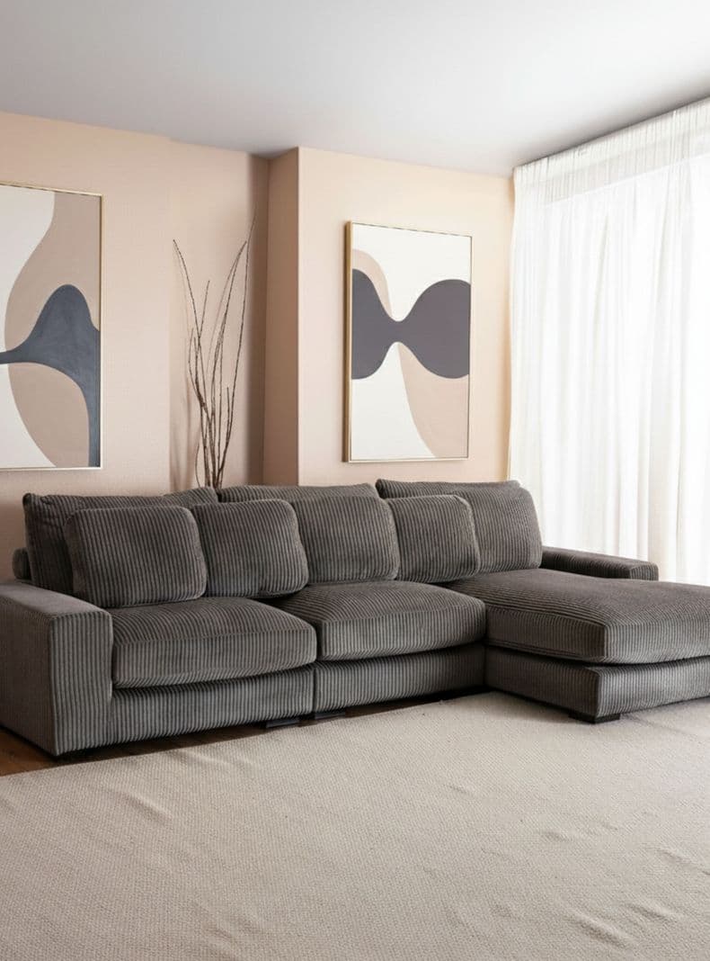 Sofa Seccional Derecho 4 Cuerpos Moderno Kansas KM991R Gris