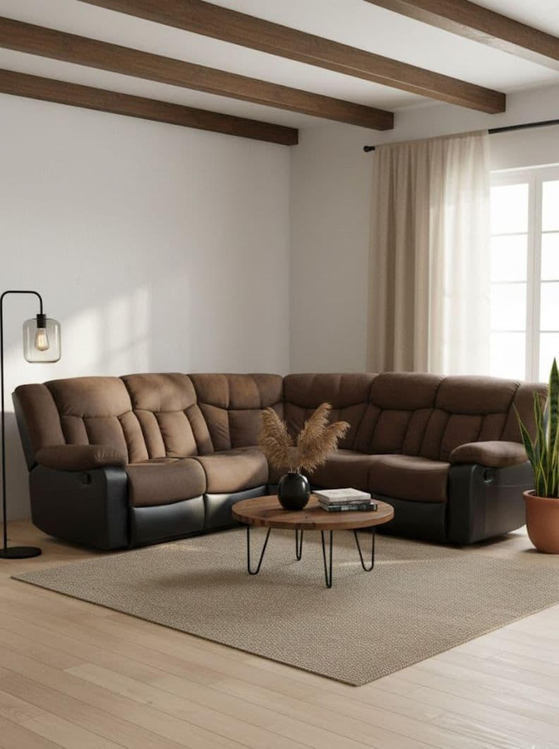 Sofa Seccional Reclinable Desmond Daniels 8010 Cafe Degradado
