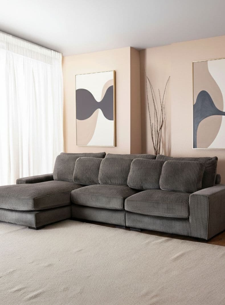 Sofa Seccional 3 Cuerpos Izquierdo Moderno Kansas Gris