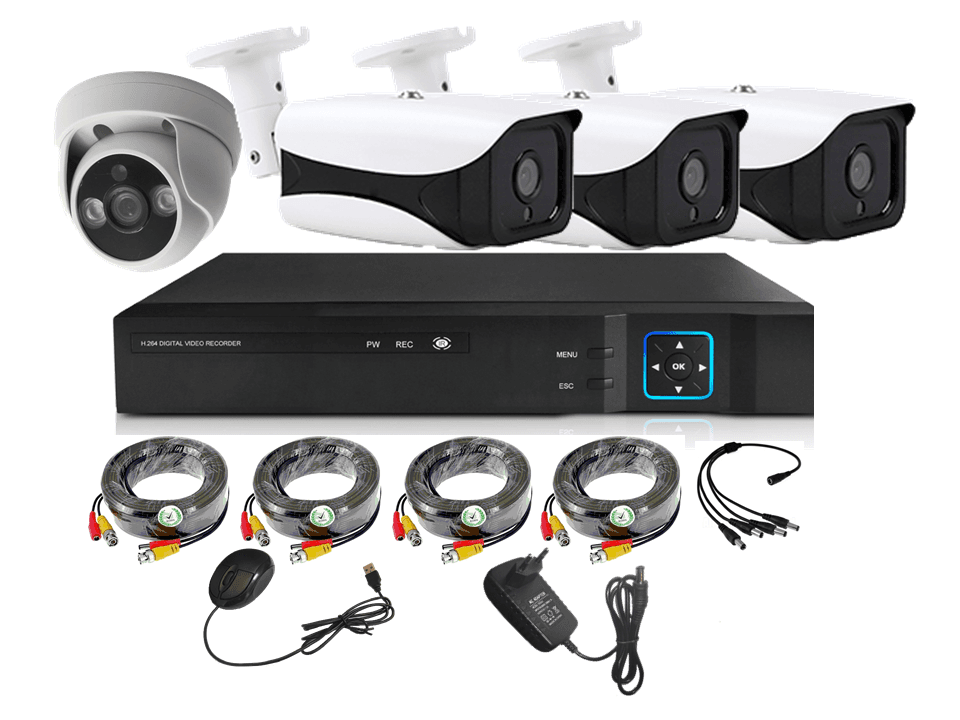 Kit 4 Camaras de Seguridad Mixto HD 1MP - M40L Blanco