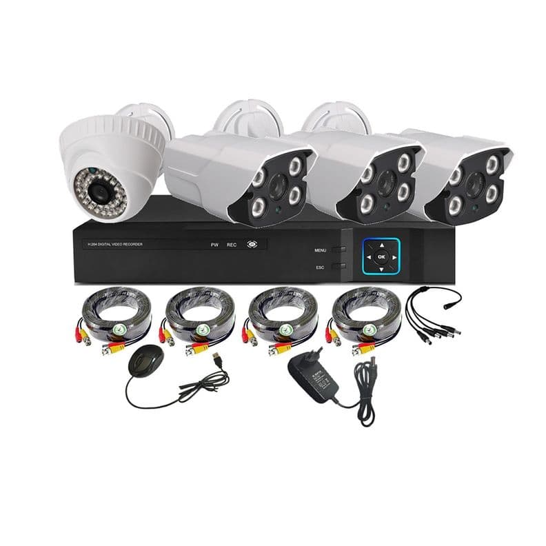 Kit 4 Camaras de Seguridad Mixto HD 1MP - M46L Blanco