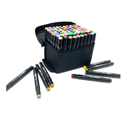 MARCADORES PLUMONES DOBLE PUNTA 80 COLORES Negro