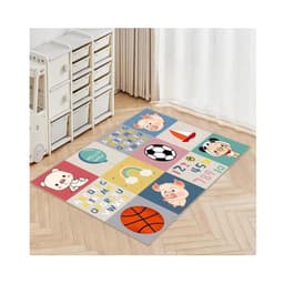 Alfombra Infantil Juguetes 80X120 Cm Tapete Dormitorio Sala Negro