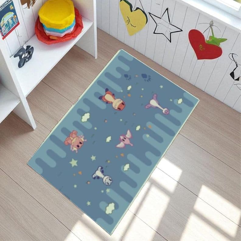 Alfombra Infantil Amiguitos 80X120 Cm Tapete Dormitorio Sala Negro