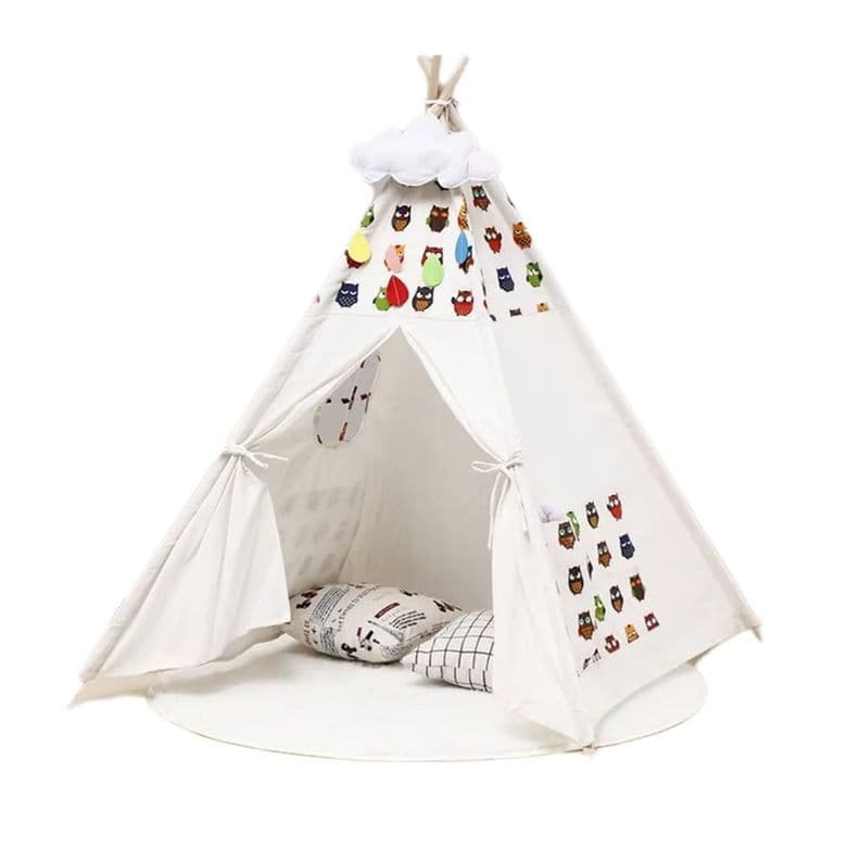 Carpa Tipi Ninos Infantil 160 Cm Buhos Juguete Decoracion Negro