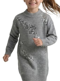 Vestido Tejido Nina Invierno Gris 10 anos