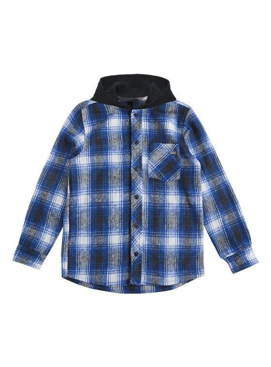 Camisa Manga Larga Afranelada Nino a Cuadros Azul 4 anos