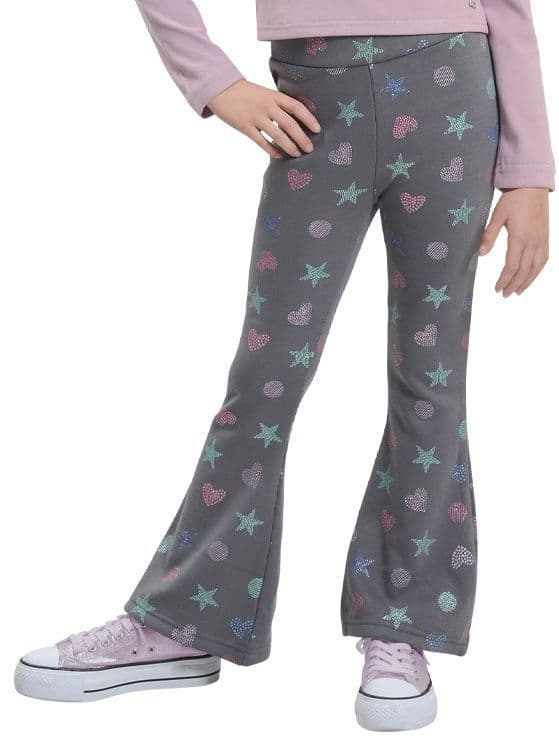 Calza Interior Peludo Flare Nina con Estampado Gris 16 anos