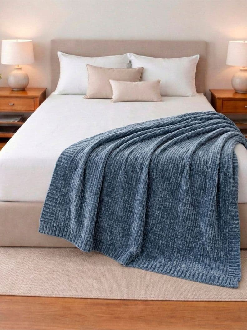 Manta de Cama Nautica Home Shiny suavidad de lujo 127x152cm azul