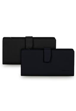 2 Billeteras de mujer Vesta negra y azul Carven Negro