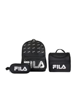 Set FILA Mochila 16lts Urbanix + Lonchera termica + Estuche Spark negro-silver