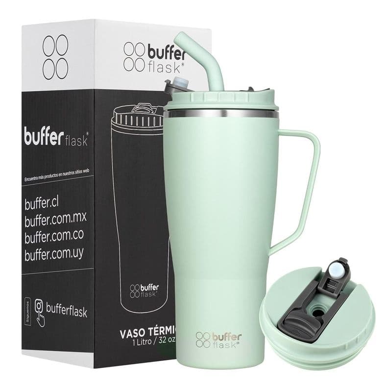 Vaso Termico Mug Buffer 1Lt Acero Inox Frio Calor Verde