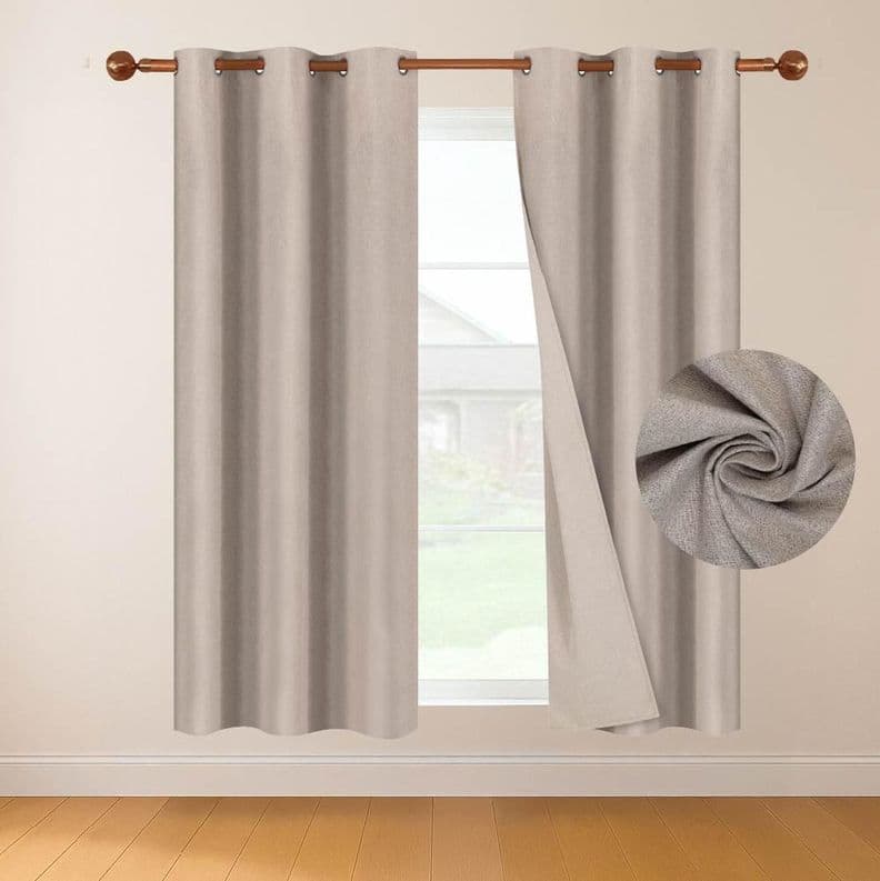 Cortina 100% Blackout 160x107 Casatua Look Lino Set 2 Panos Beige