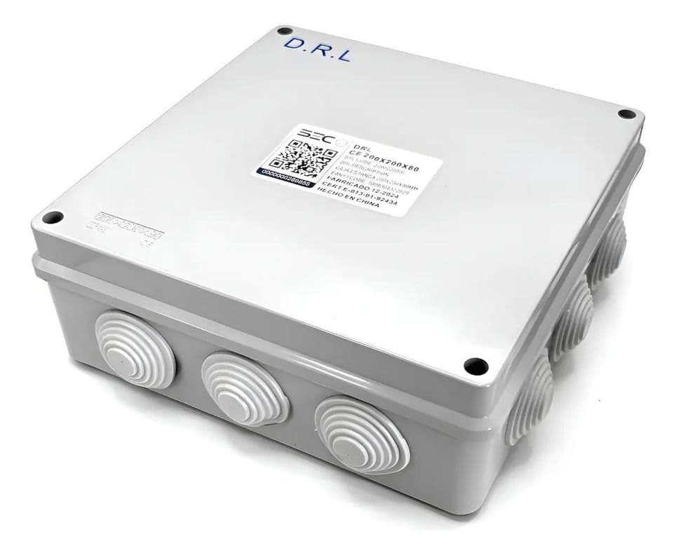 Caja Estanca Derivacion Drl Ip40 Pvc 200x200x80mm Conos Sec Gris