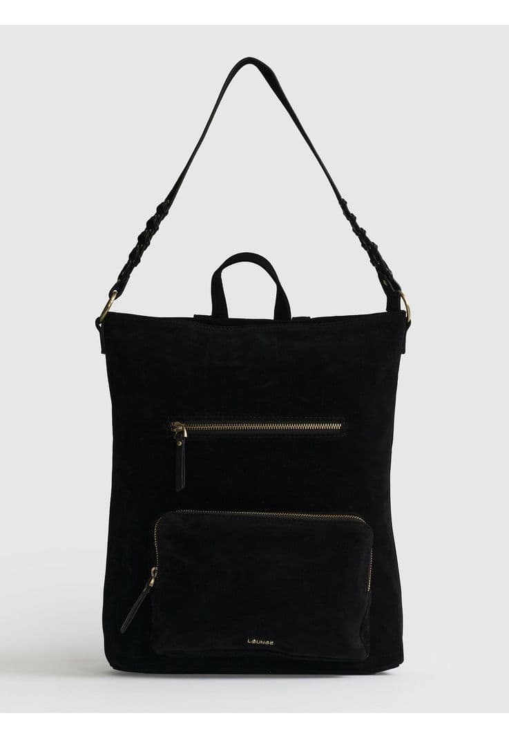 Cartera Mochila Notebook Fake Suede Negro